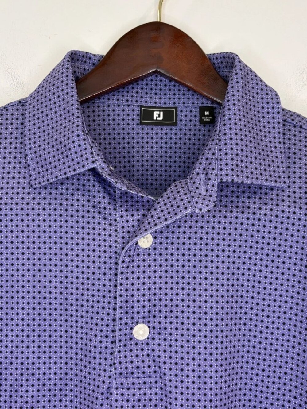FootJoy Polo Shirt Men's M Purple Black Print Children's of AL Indy Grand Prix
